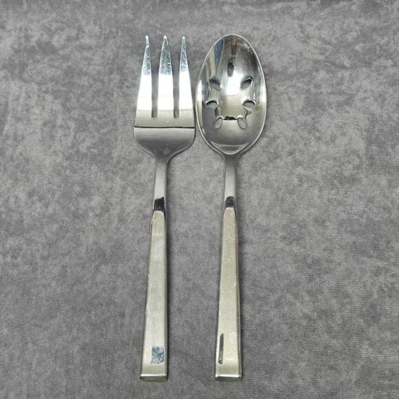 Dansk 18/10 Meridian Stainless Pierced Serving Spoon & Fork Salad Set Cutlery - Picture 7 of 7